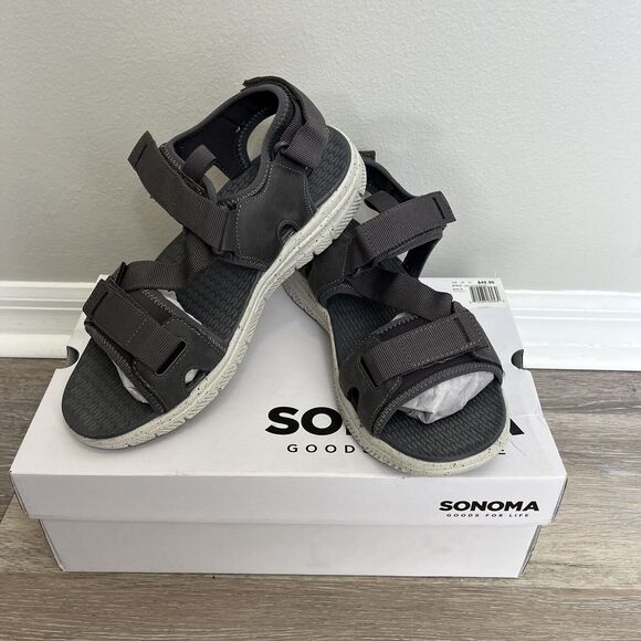 Sonoma Goods For Life® Joshuah Men's Sport Sandals Charcoal Size 10 NIB Fishing - Picture 1 of 6